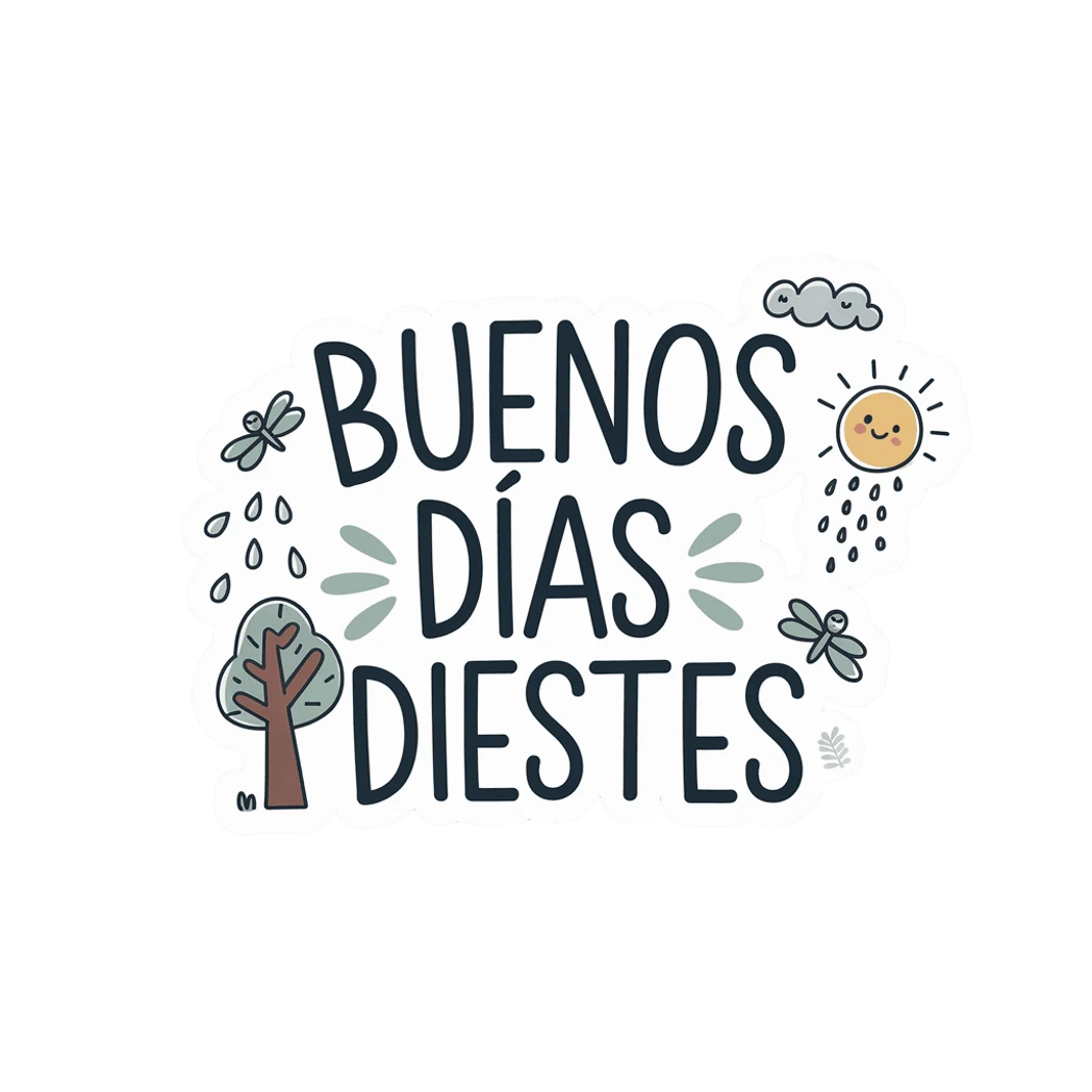 Buenos Días Diestes Cute Weather Sticker