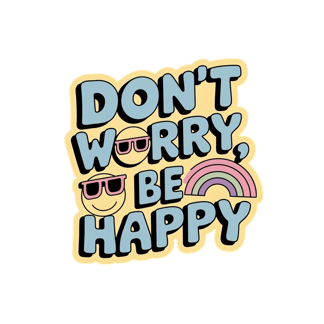 Don't Worry Be Happy Pastel Vinyl Sticker