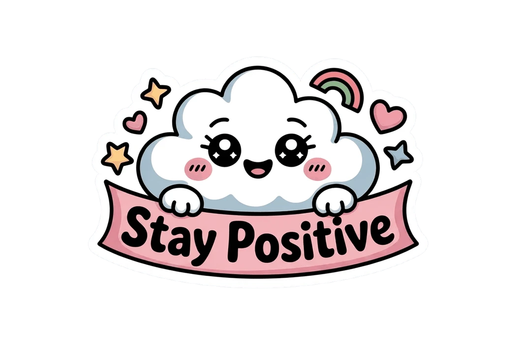 Cute Kawaii Cloud Stay Positive Vinyl Sticker
