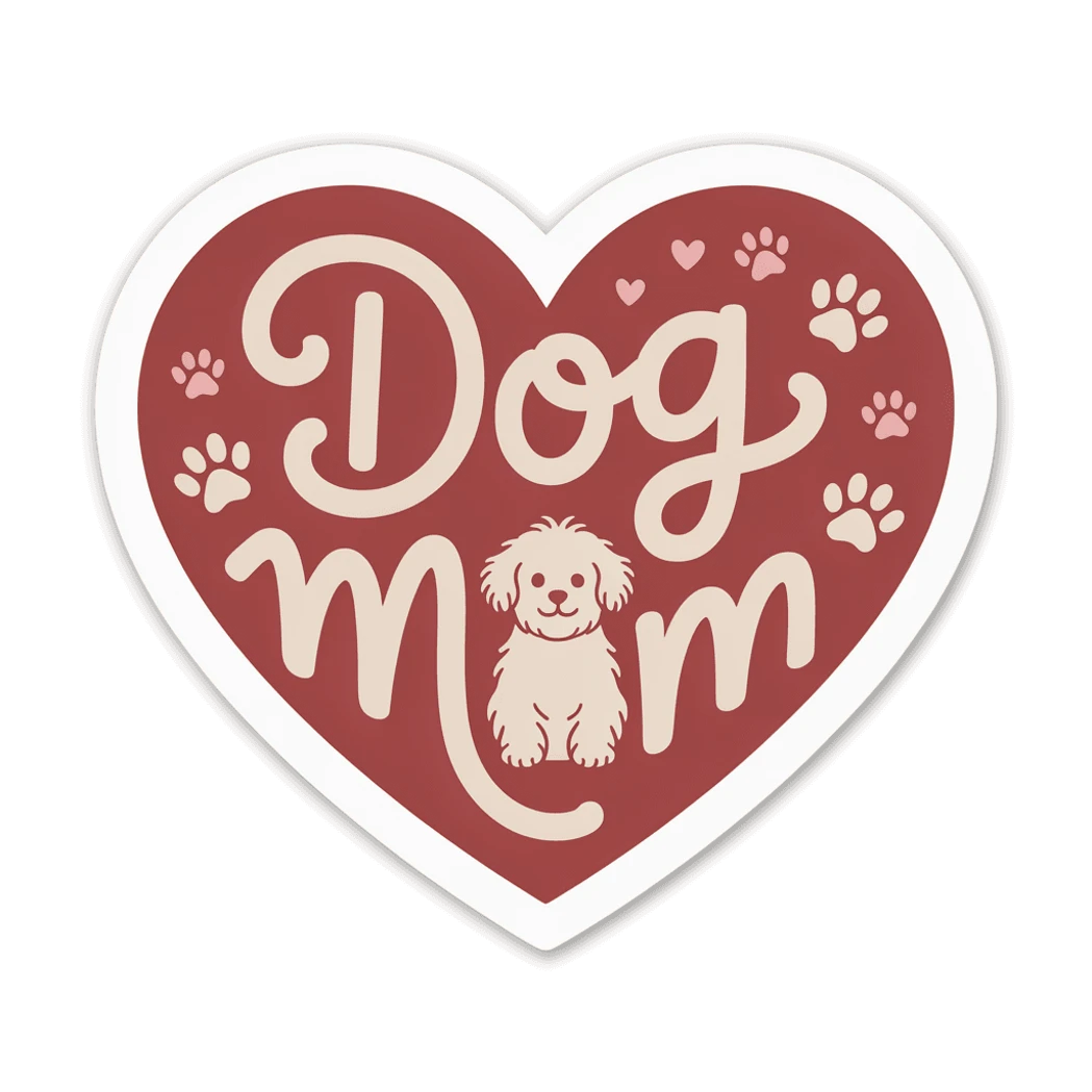 Heart-Shaped Dog Mom Vinyl Sticker