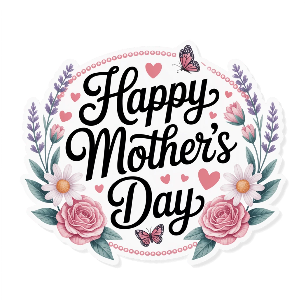 Happy Mother's Day Floral Vinyl Sticker