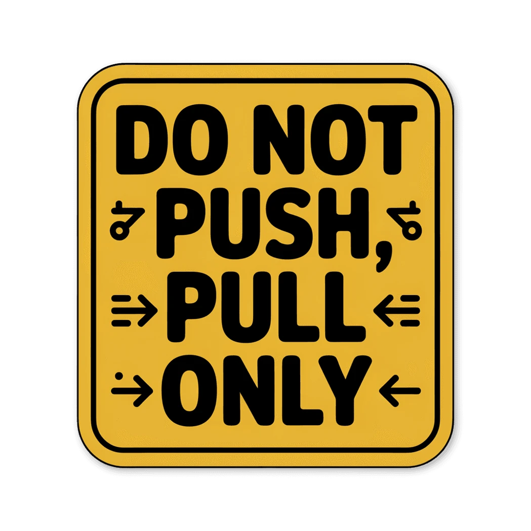 Do Not Push Pull Only Instructional Sticker
