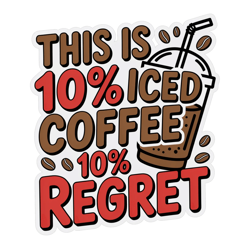 Funny Iced Coffee Regret Quote Vinyl Sticker