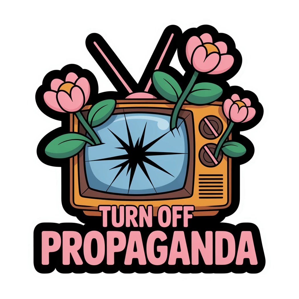 Turn Off Propaganda Retro TV Protest Sticker