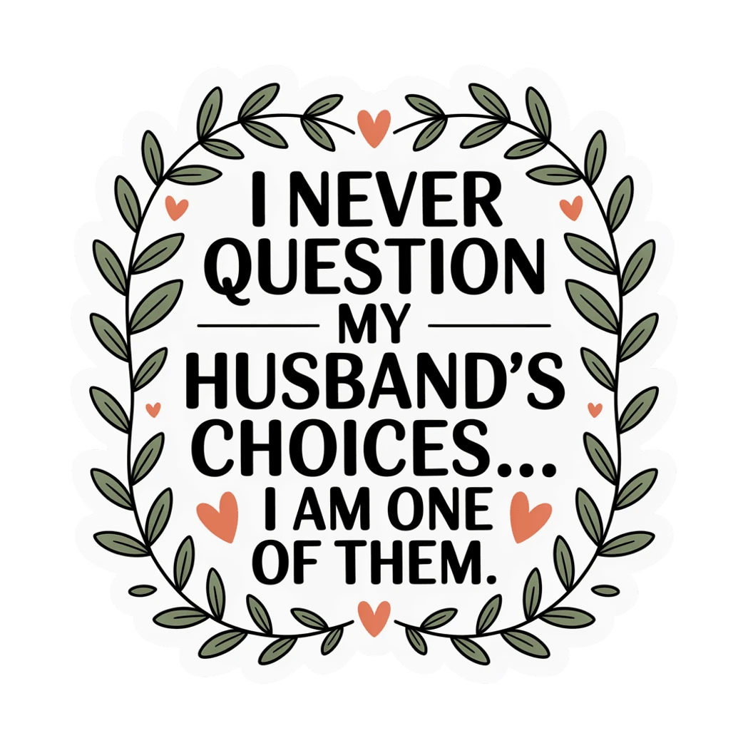 Funny Husband Quote Laurel Wreath Sticker