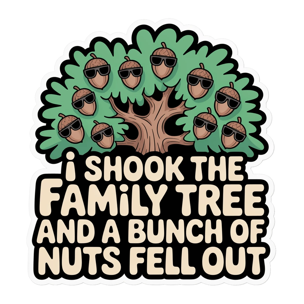 Funny Family Tree Acorn Pun Vinyl Sticker
