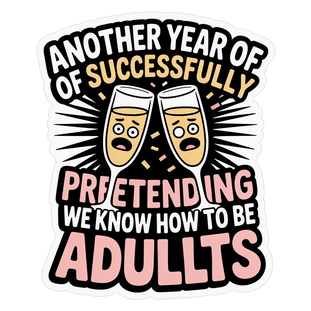 Funny Adulting Champagne Quote Vinyl Sticker