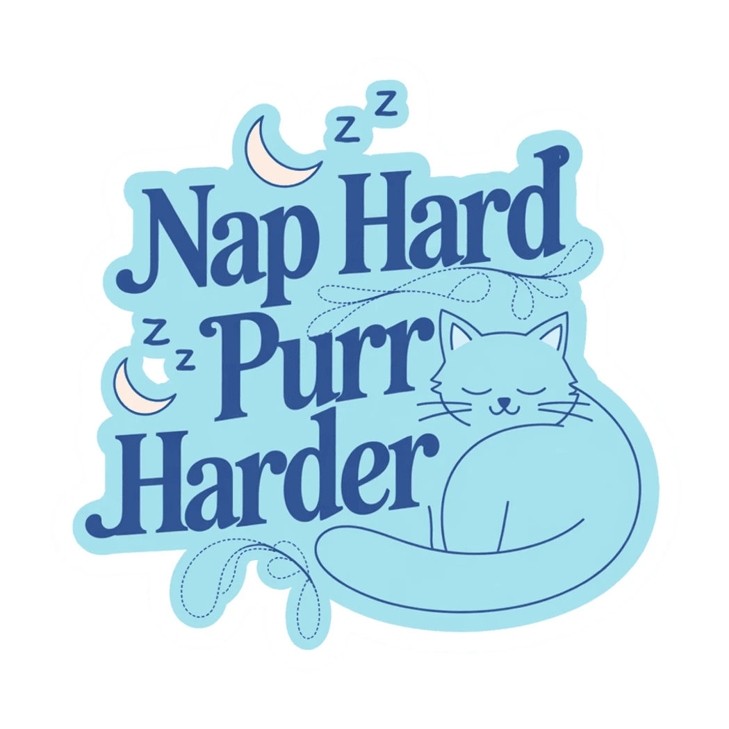 Nap Hard Purr Harder Sleeping Cat Vinyl Sticker