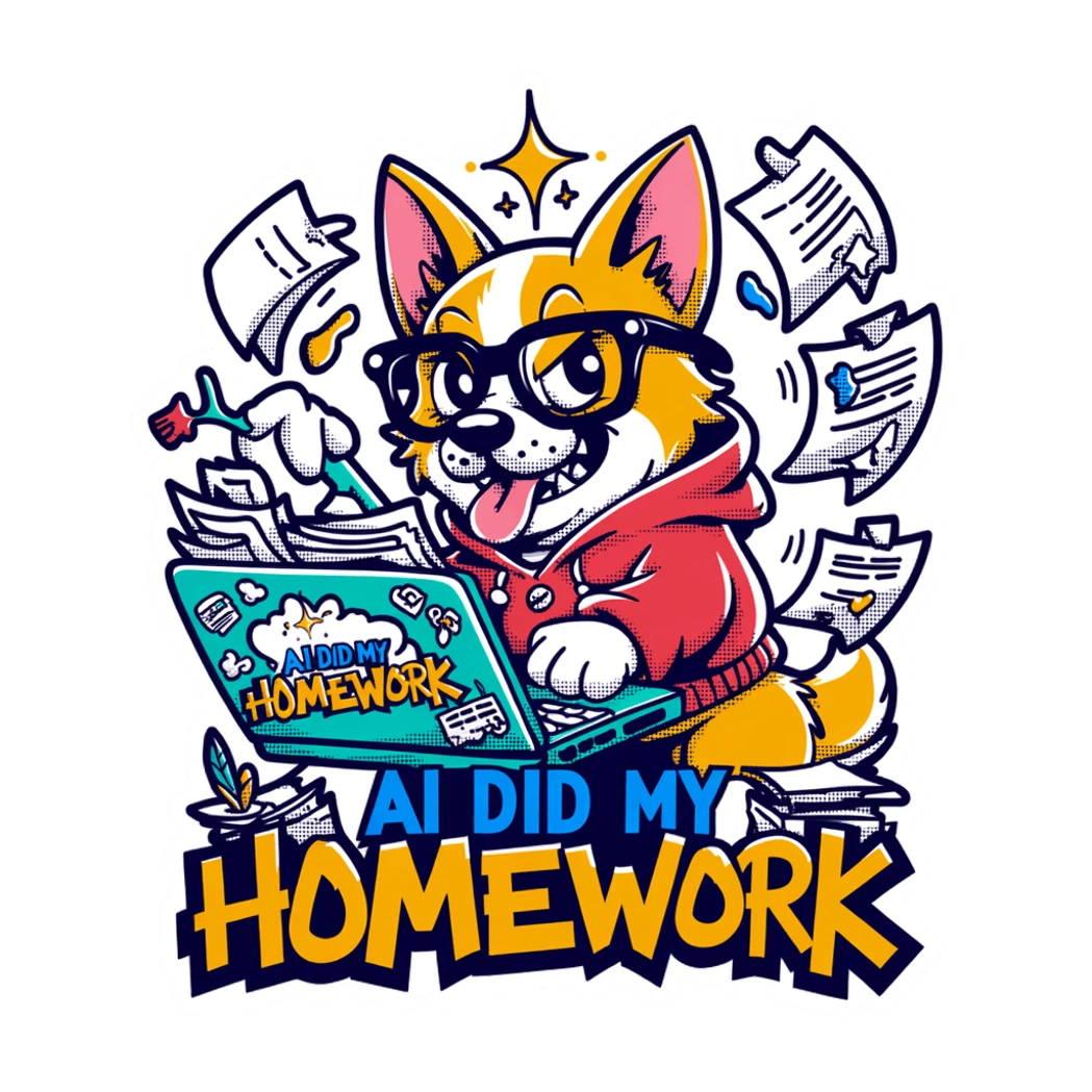 AI Did My Homework Funny Corgi Laptop Sticker