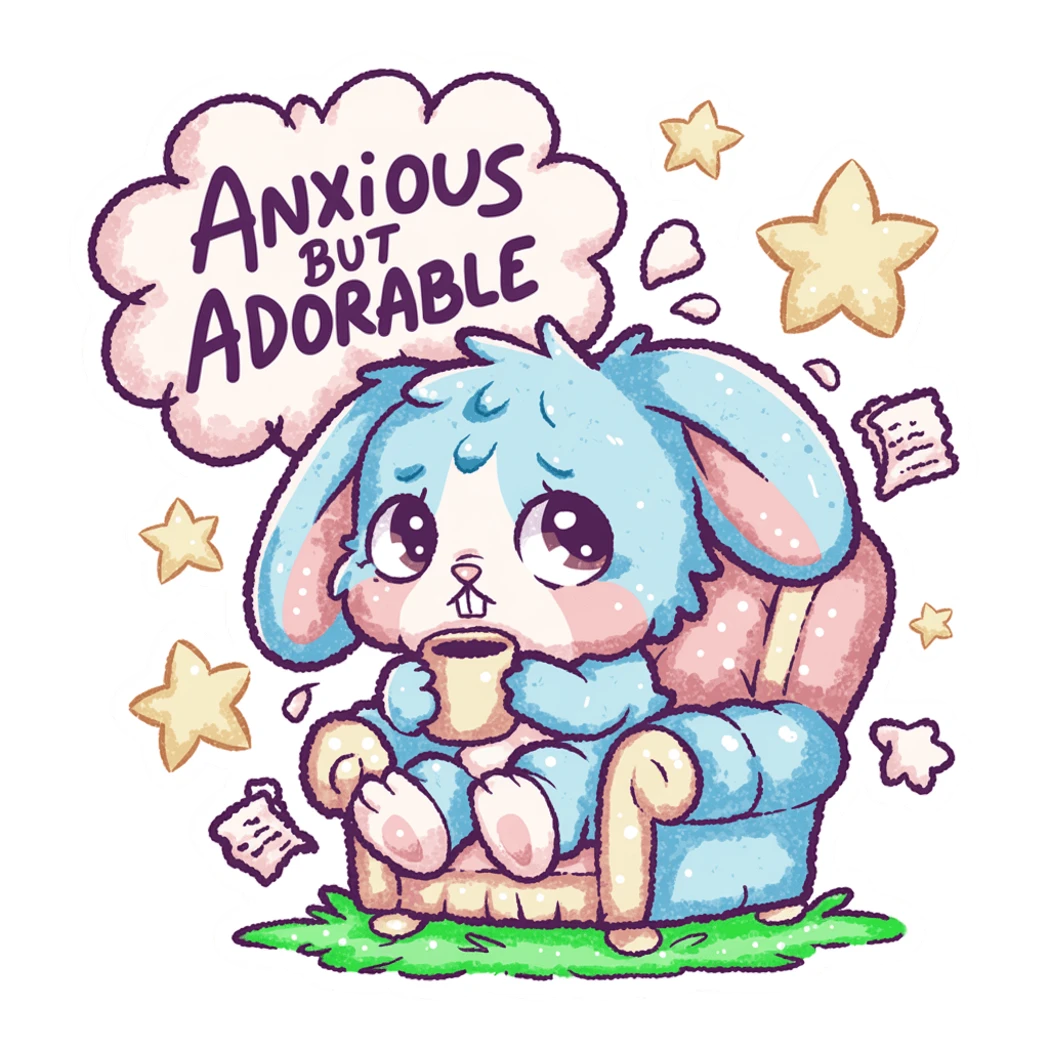 Anxious But Adorable Bunny Cute Kawaii Vinyl Sticker