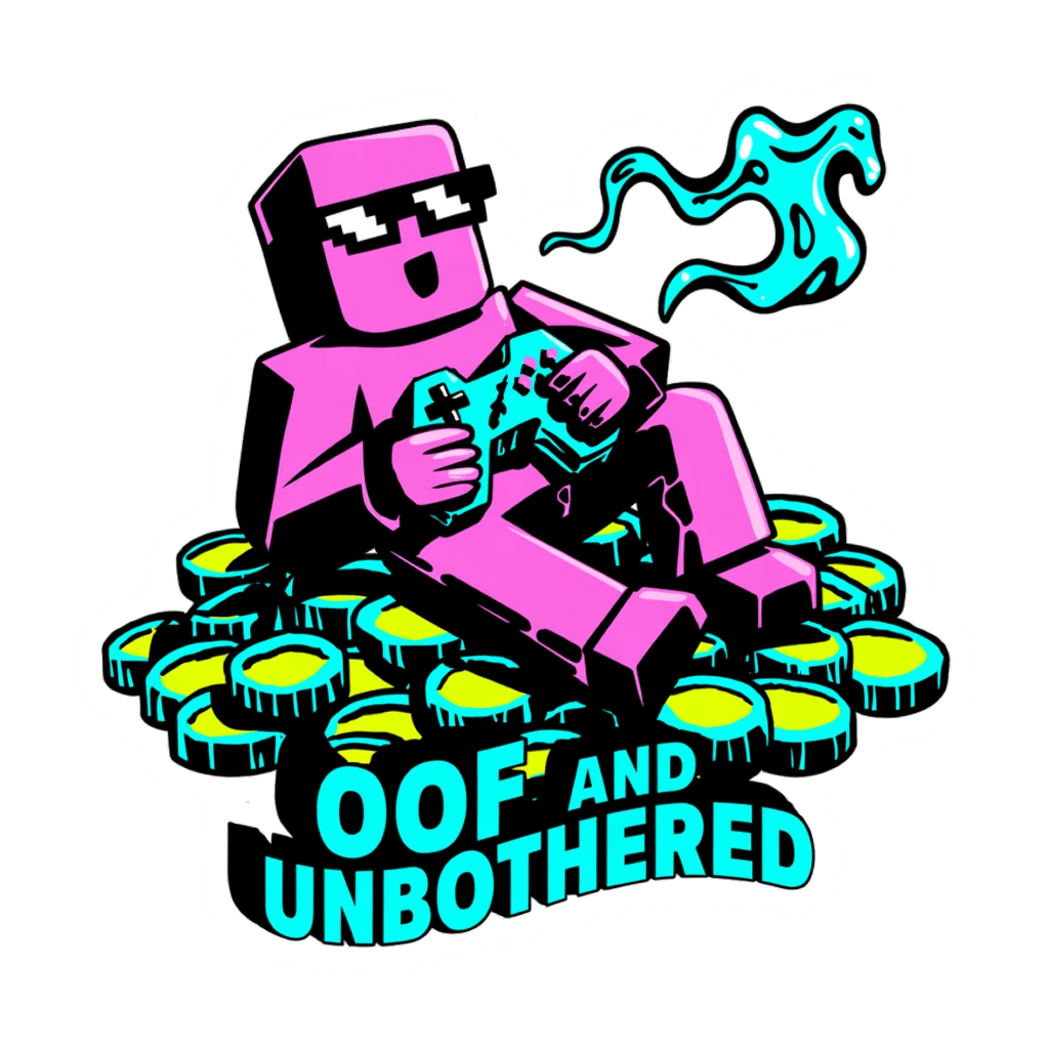 Oof and Unbothered Gaming Meme Character Sticker