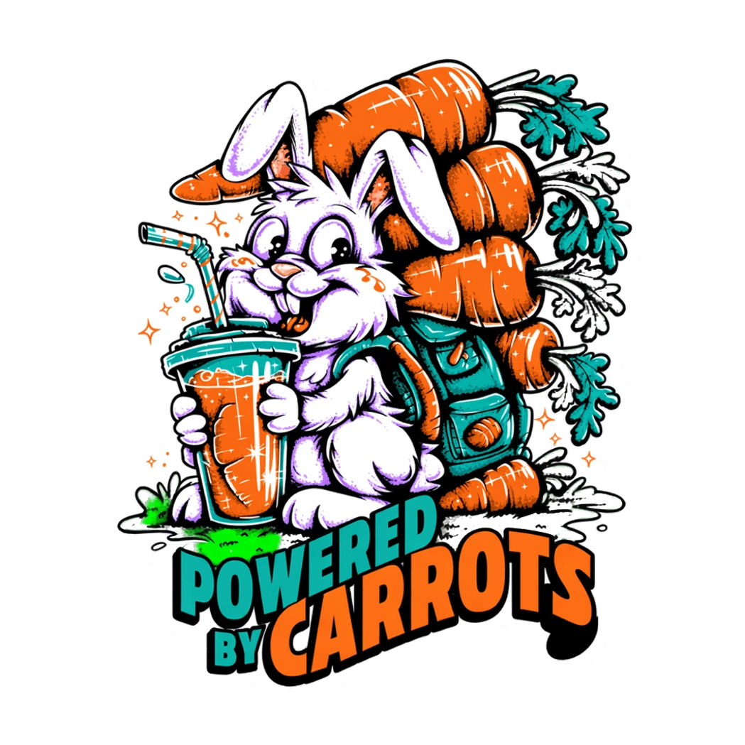 Cute Bunny Powered By Carrots Vinyl Sticker