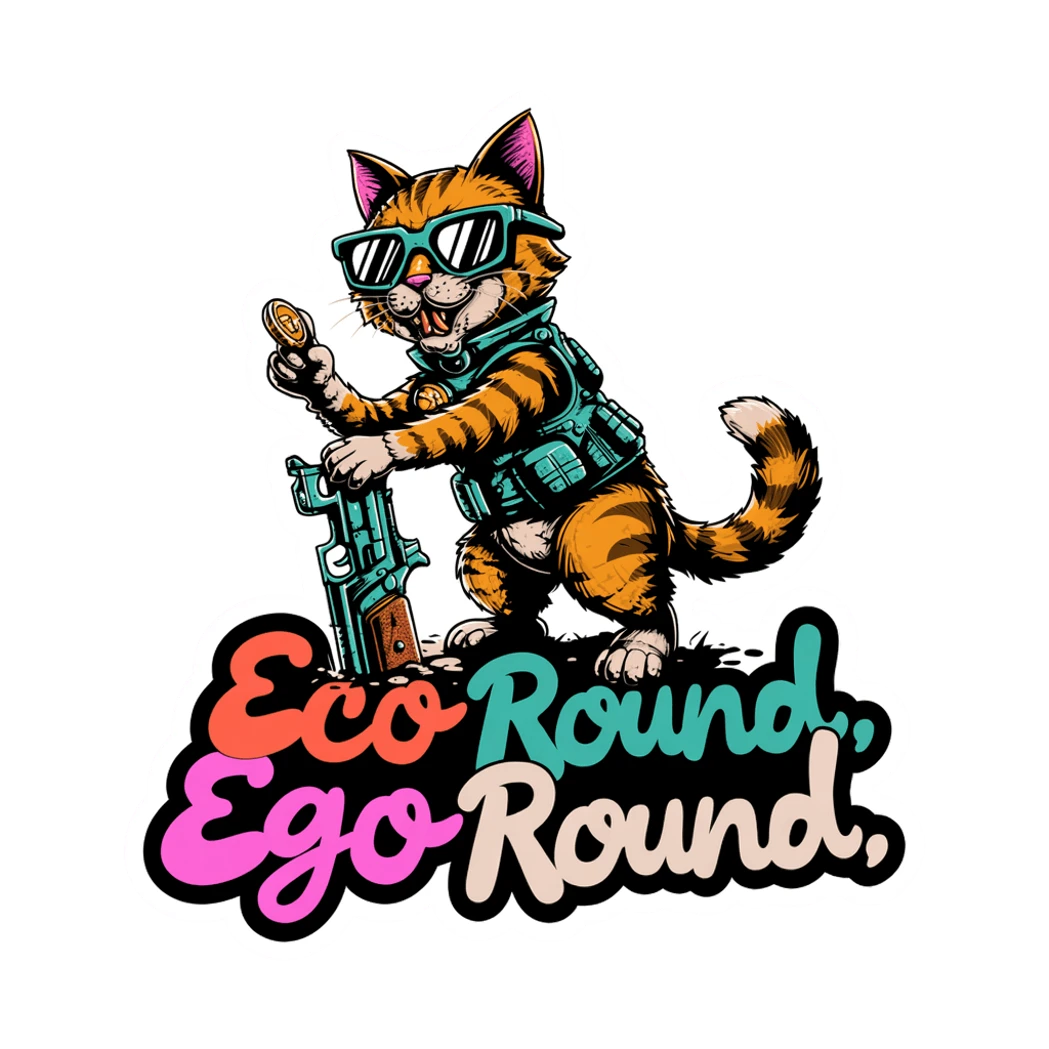 Funny Tactical Cat Eco Round Ego Round Sticker