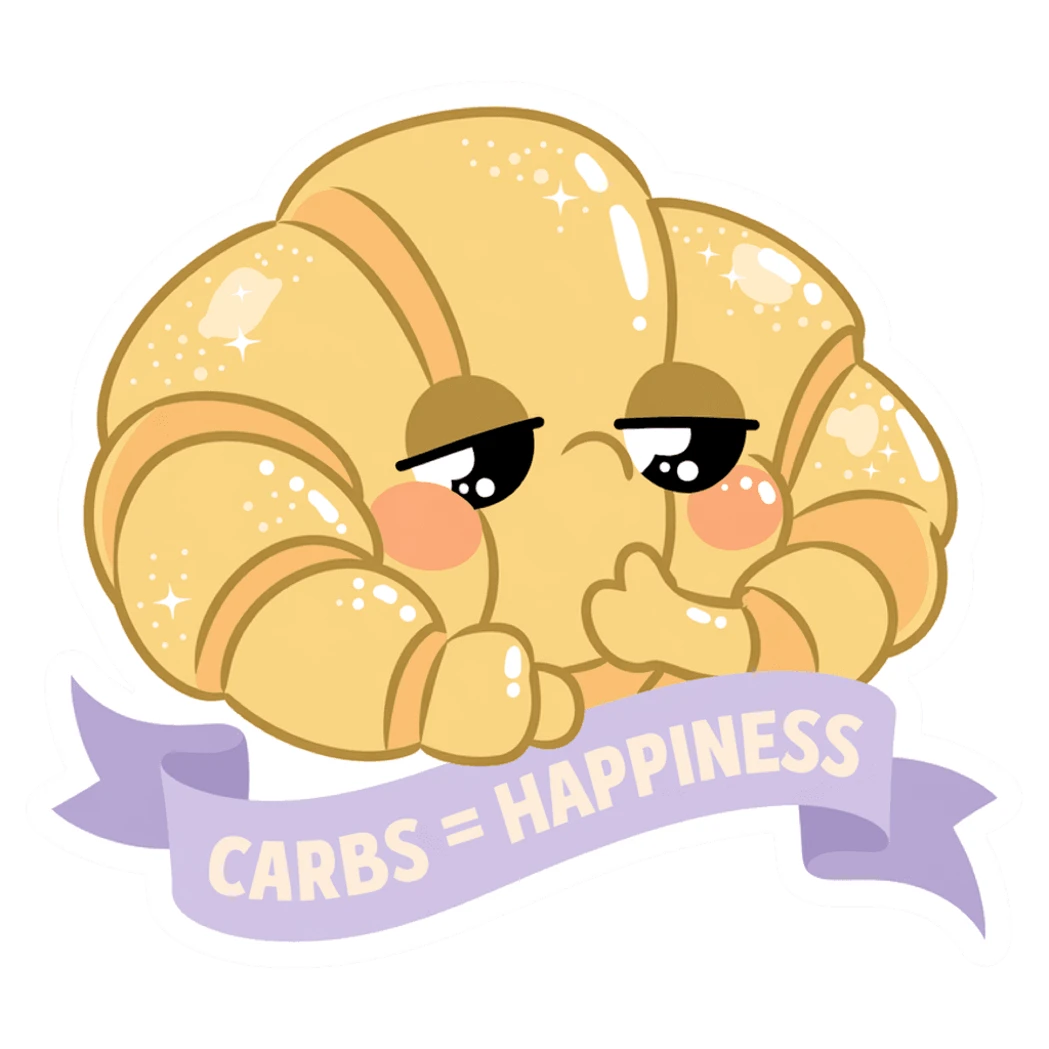Cute Croissant Carbs Equals Happiness Vinyl Sticker