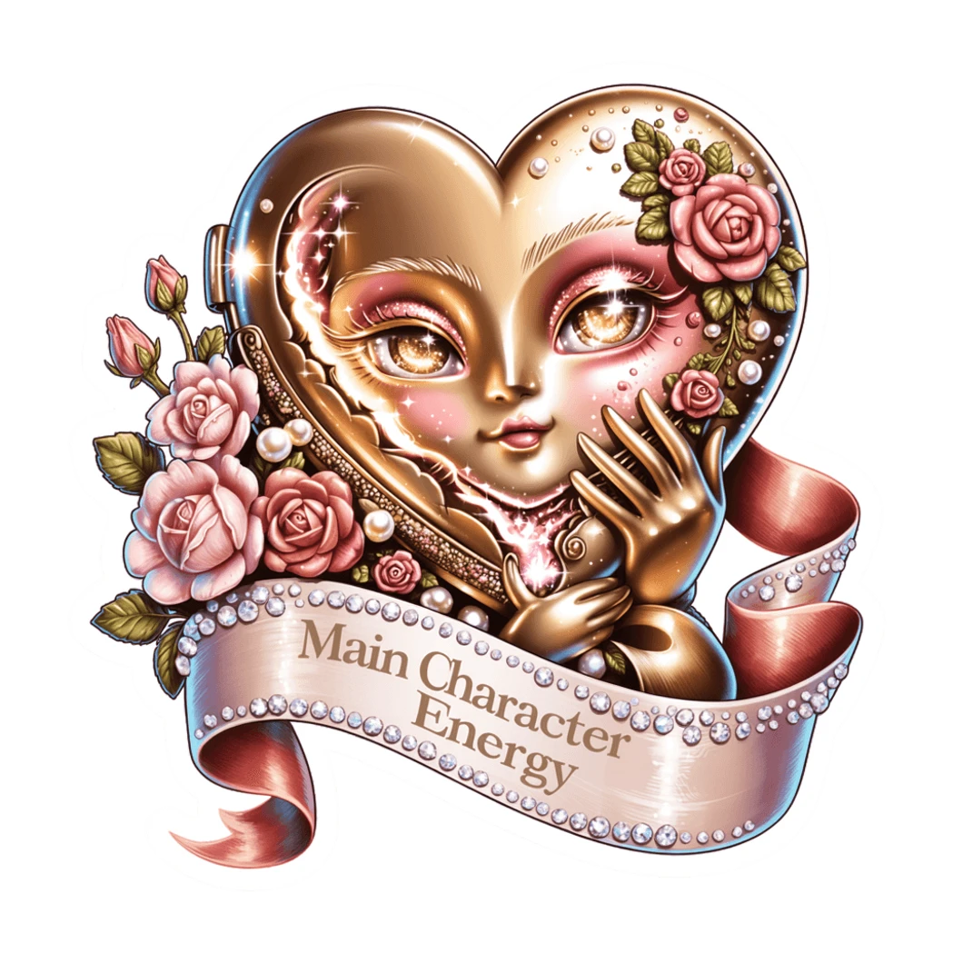 Main Character Energy Heart Locket Doll Sticker