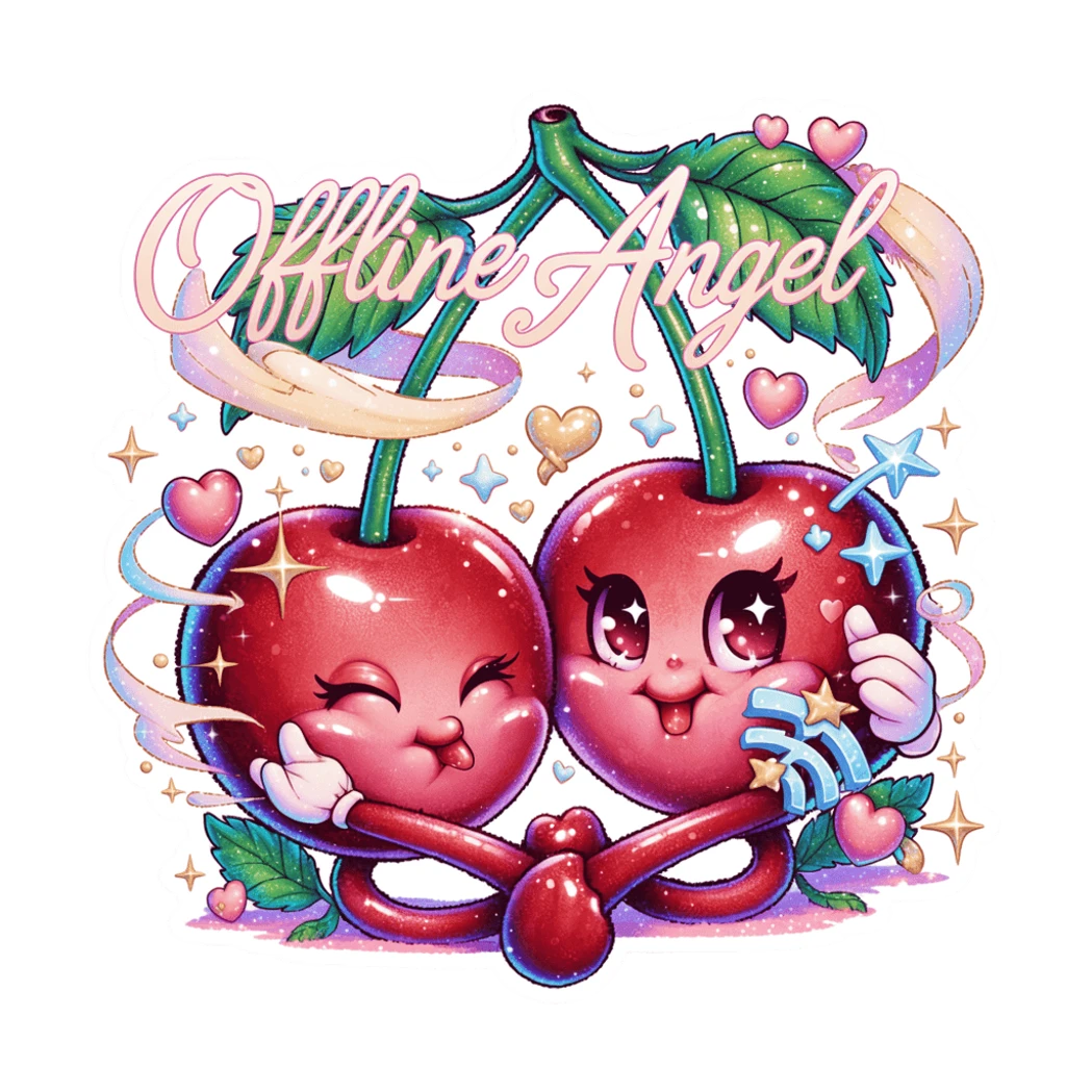 Cute Offline Angel Cherries Kawaii Vinyl Sticker