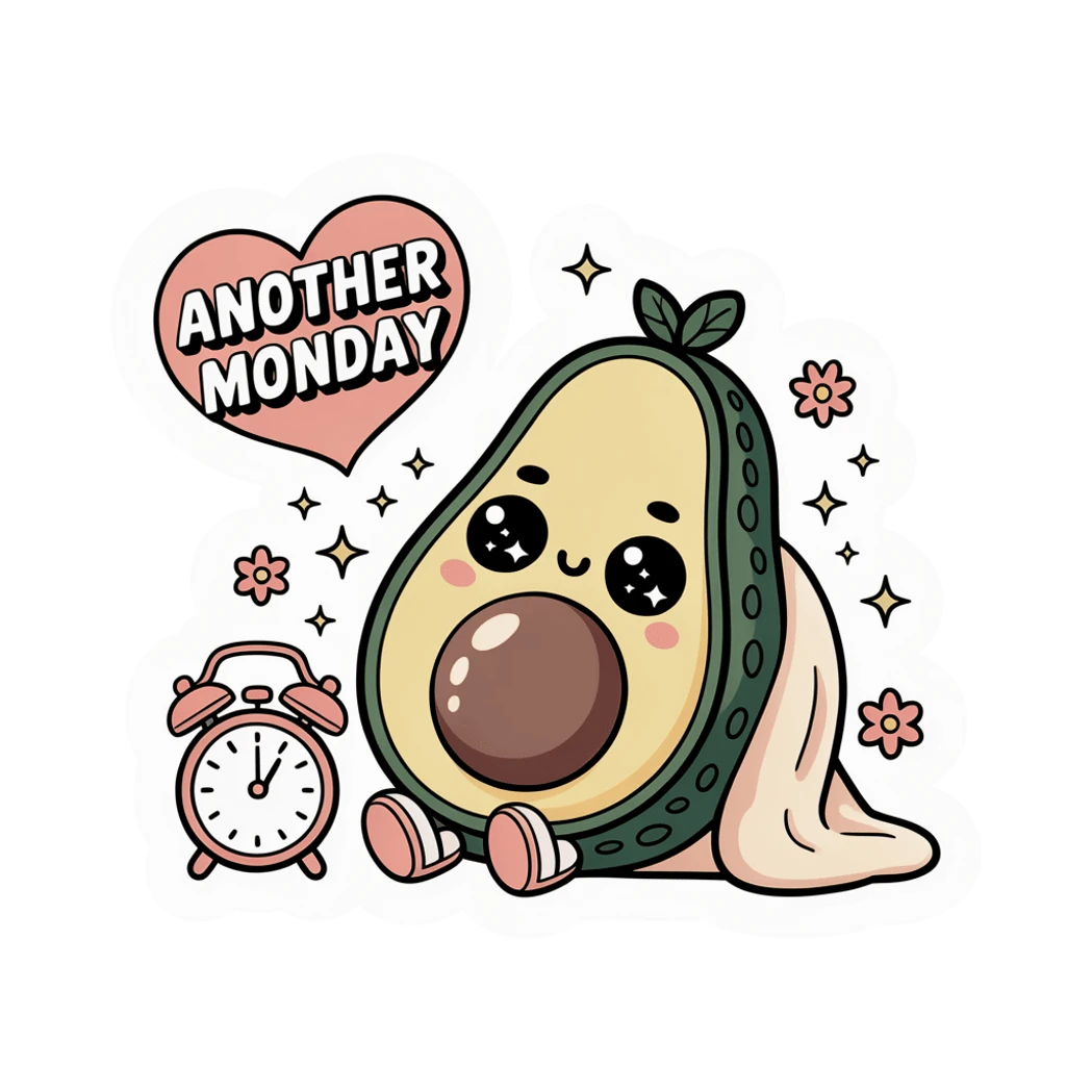 Cute Another Monday Avocado Kawaii Vinyl Sticker