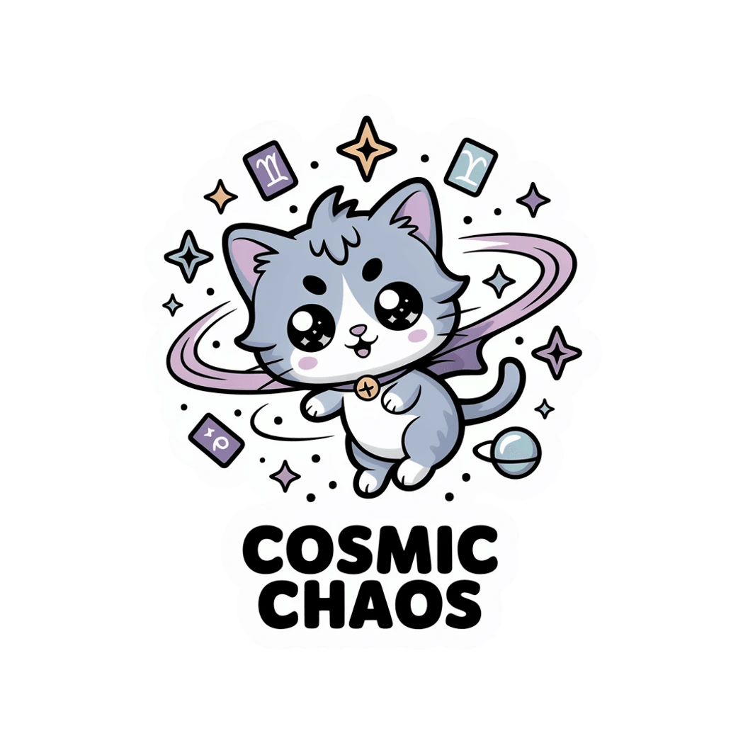 Cosmic Chaos Kitten Kawaii Space Cat Sticker