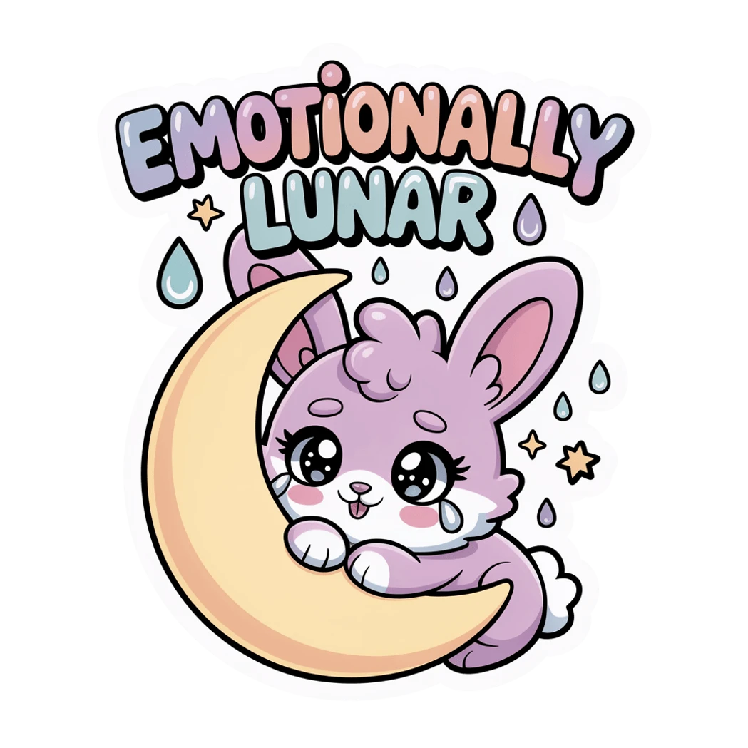 Emotionally Lunar Kawaii Bunny Moon Sticker