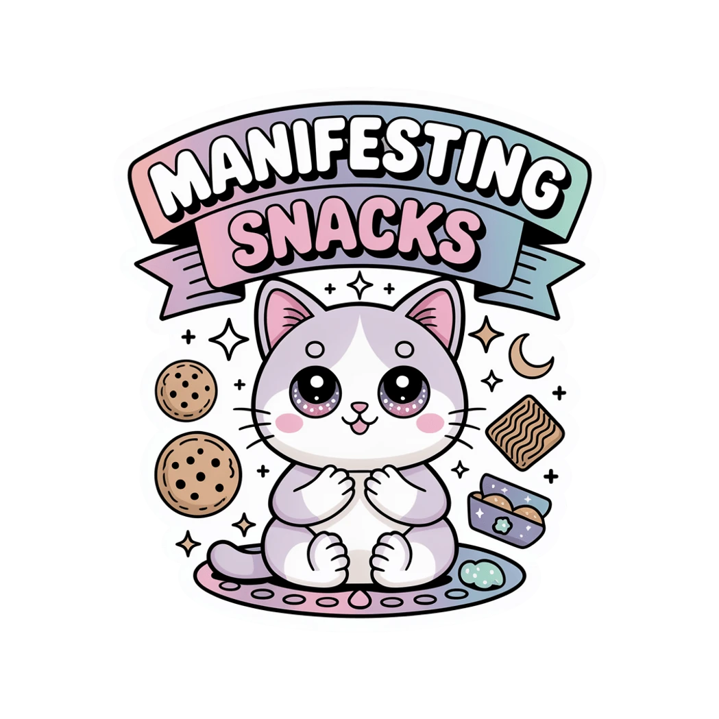 Manifesting Snacks Kawaii Astrology Cat Sticker
