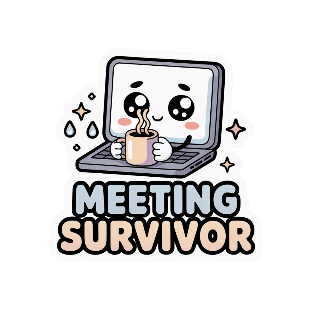 Cute Meeting Survivor Laptop Coffee Sticker