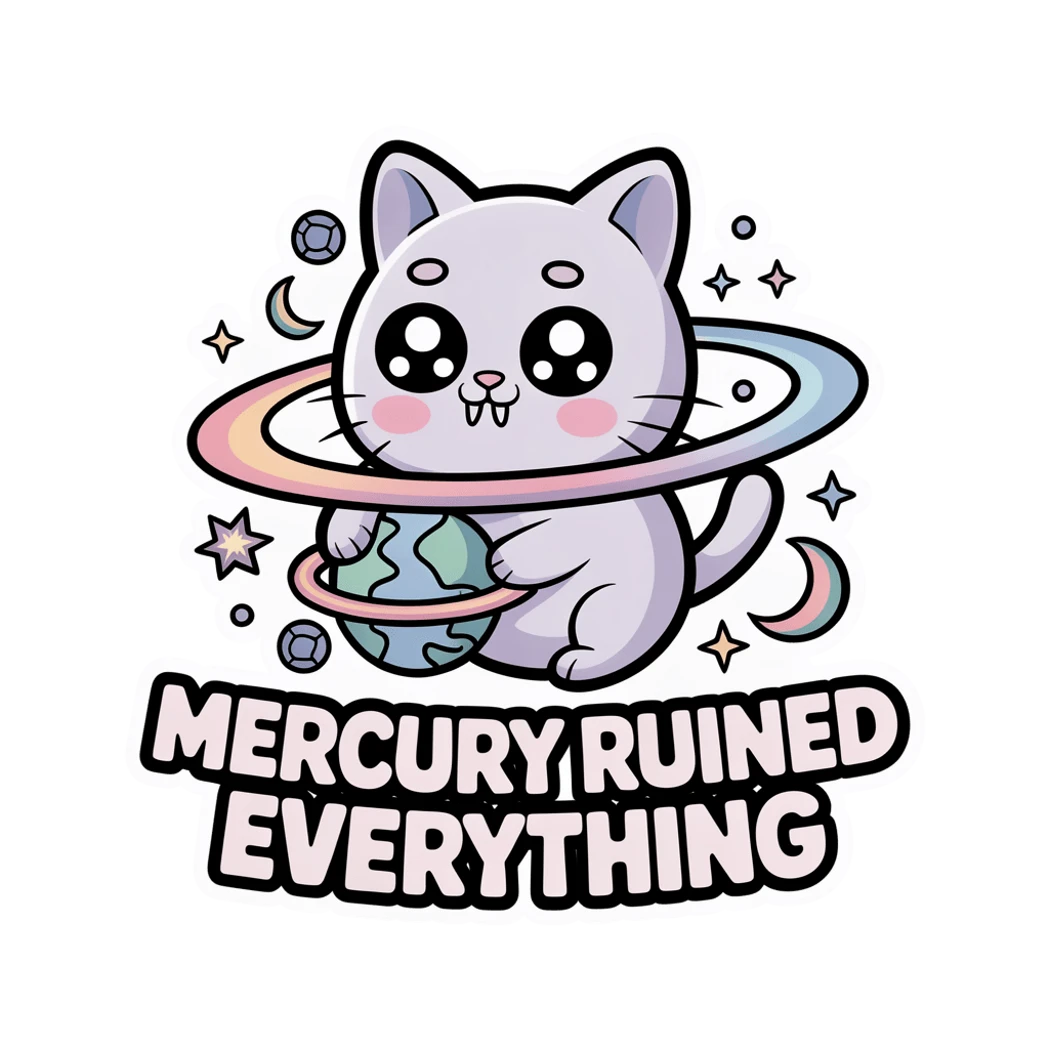 Mercury Ruined Everything Space Cat Vinyl Sticker