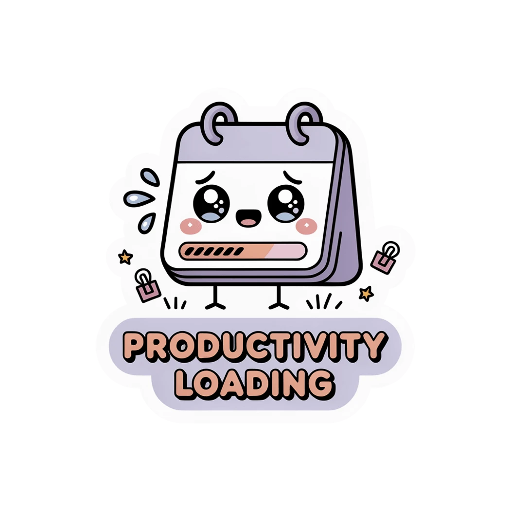 Cute Productivity Loading Calendar Sticker