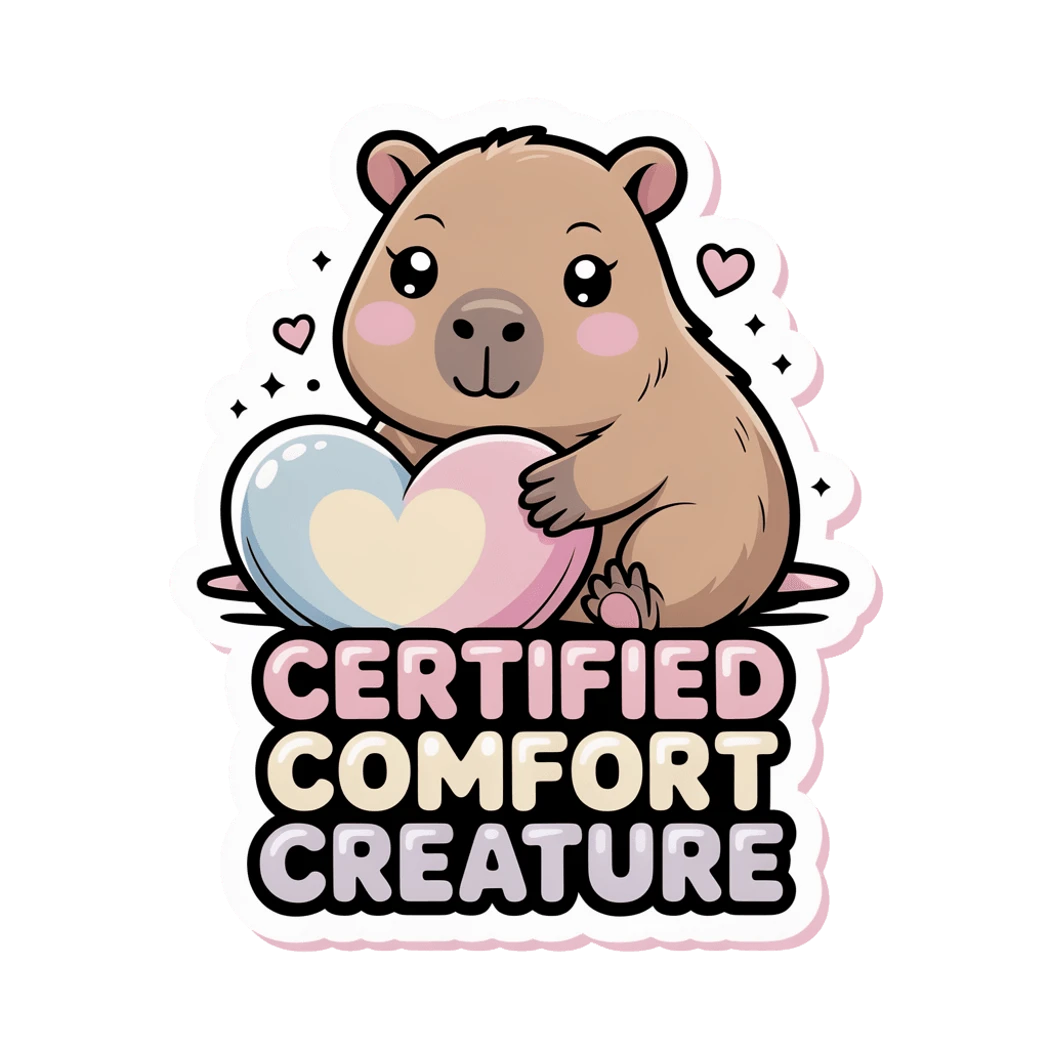 Cute Capybara Certified Comfort Creature Sticker