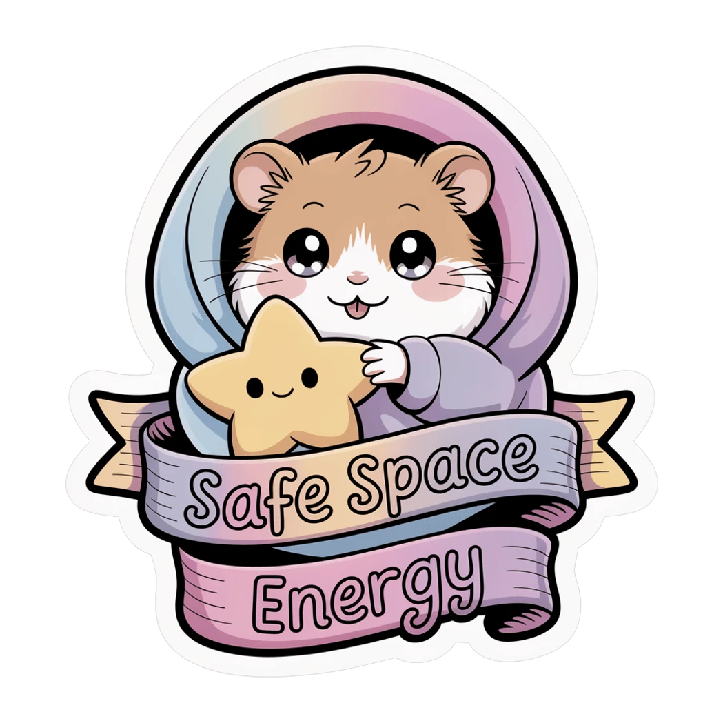 Cute Safe Space Hamster With Star Vinyl Sticker