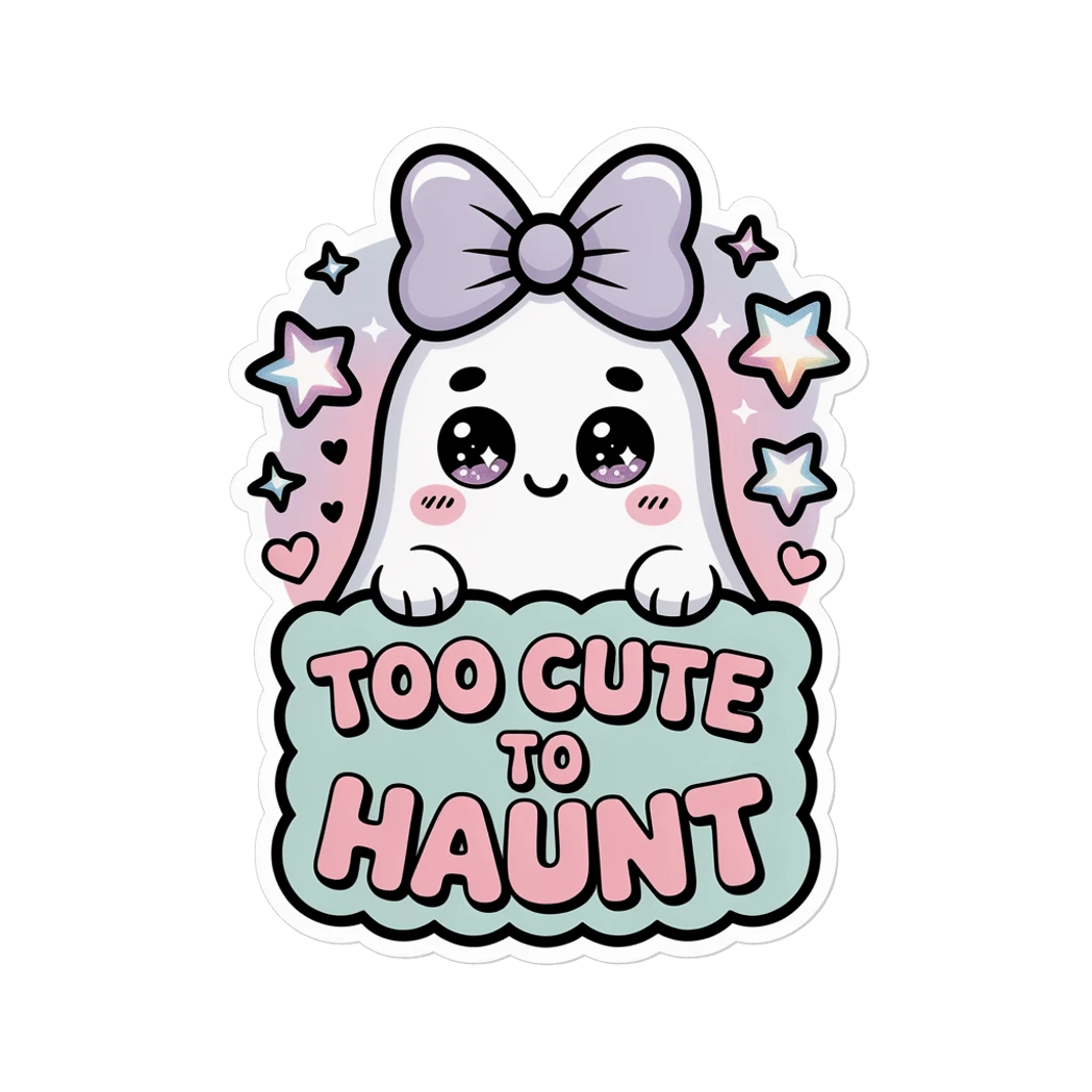 Cute Ghost Too Cute to Haunt Halloween Sticker