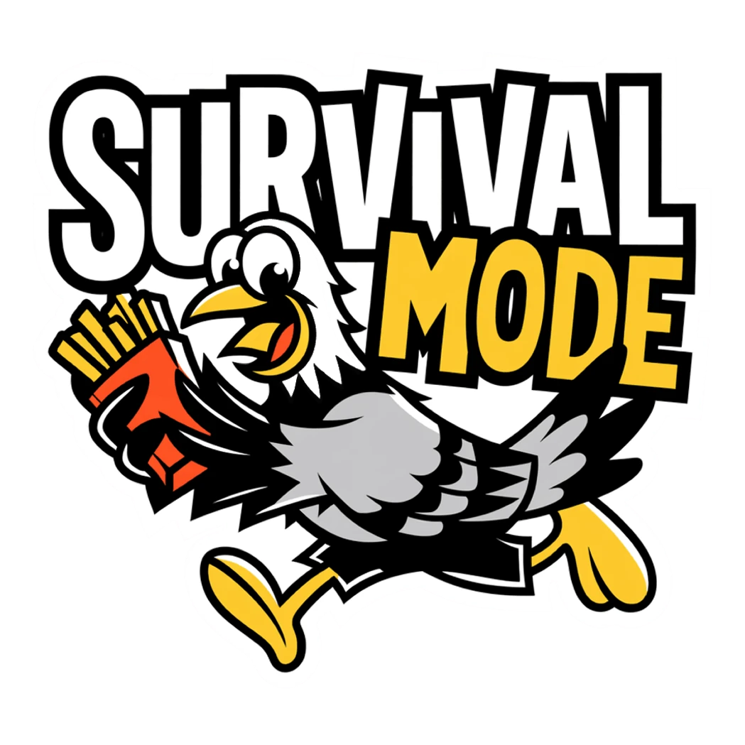 Survival Mode Vulture With Fries Funny Vinyl Sticker