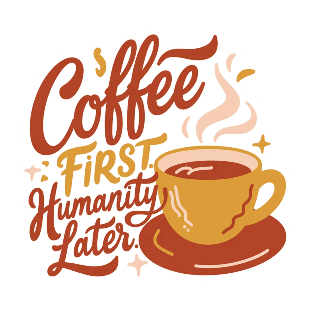 Coffee First Humanity Later Funny Quote Sticker