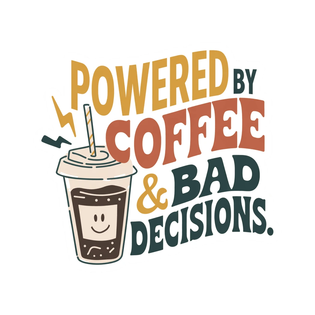 Powered By Coffee and Bad Decisions Sticker