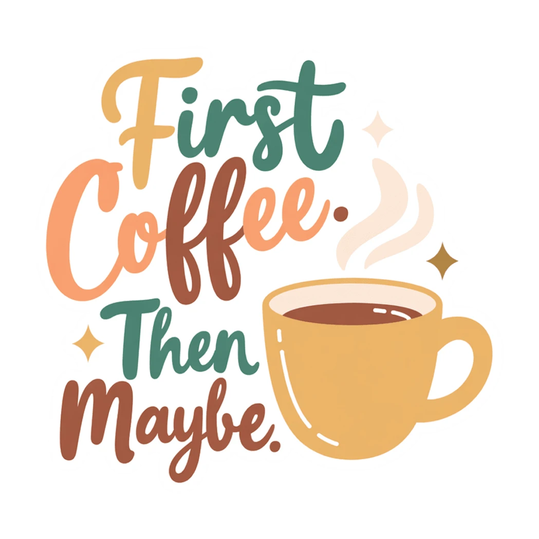 First Coffee Then Maybe Funny Coffee Quote Sticker