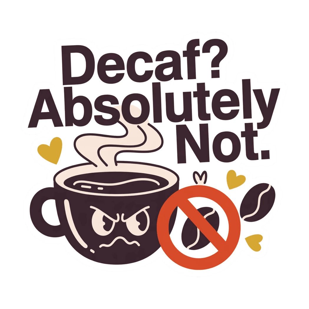 Funny Decaf Absolutely Not Coffee Quote Sticker