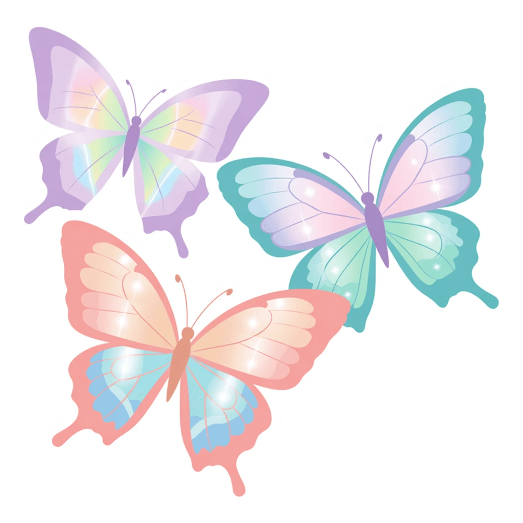 Pastel Butterfly Trio Vinyl Sticker