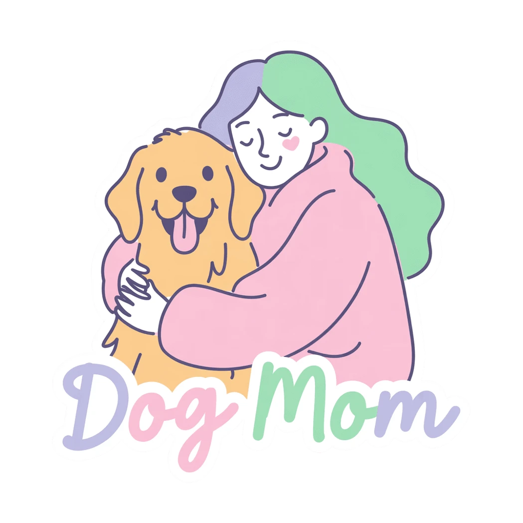 Dog Mom Hugging Golden Retriever Vinyl Sticker