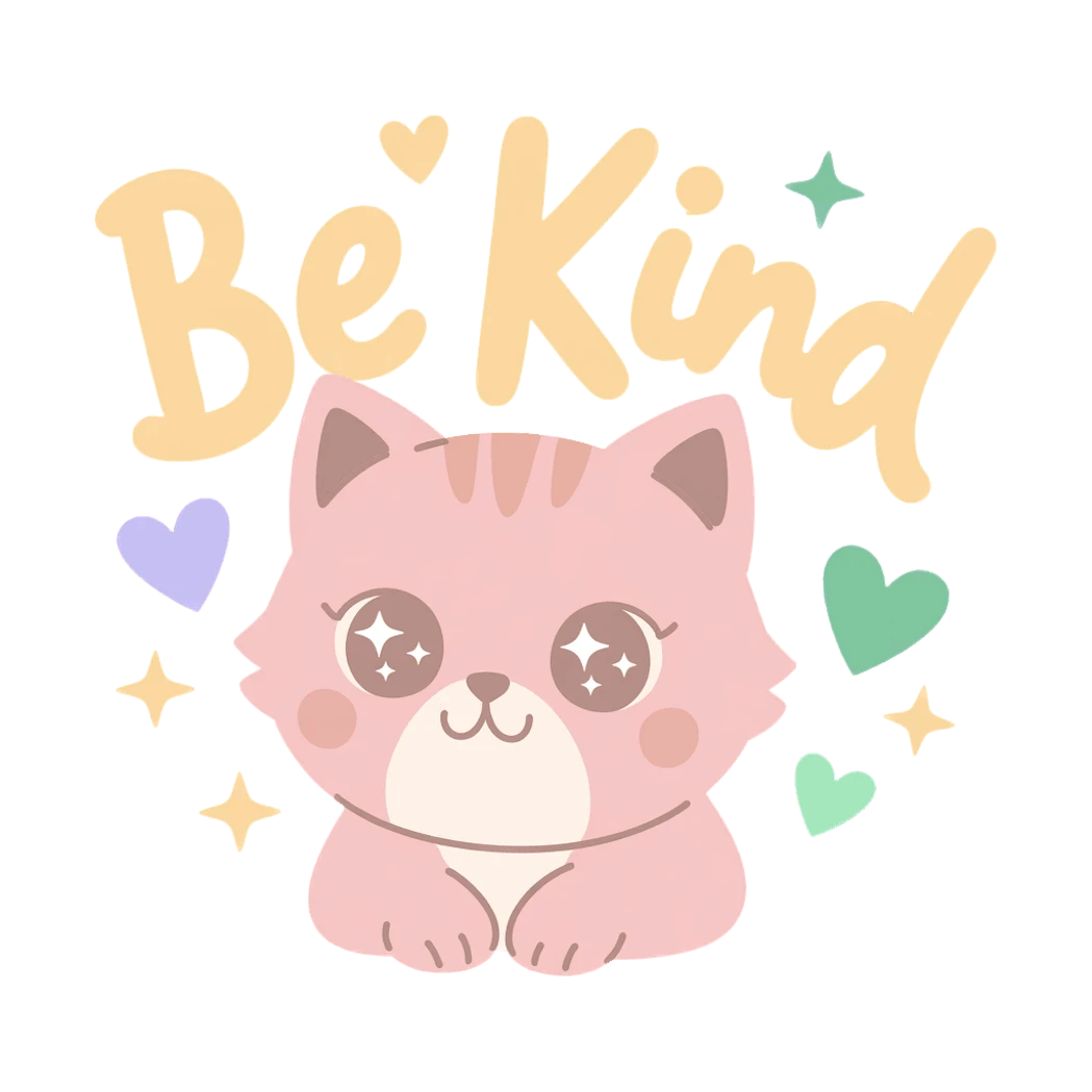Cute Be Kind Pink Cat Vinyl Sticker