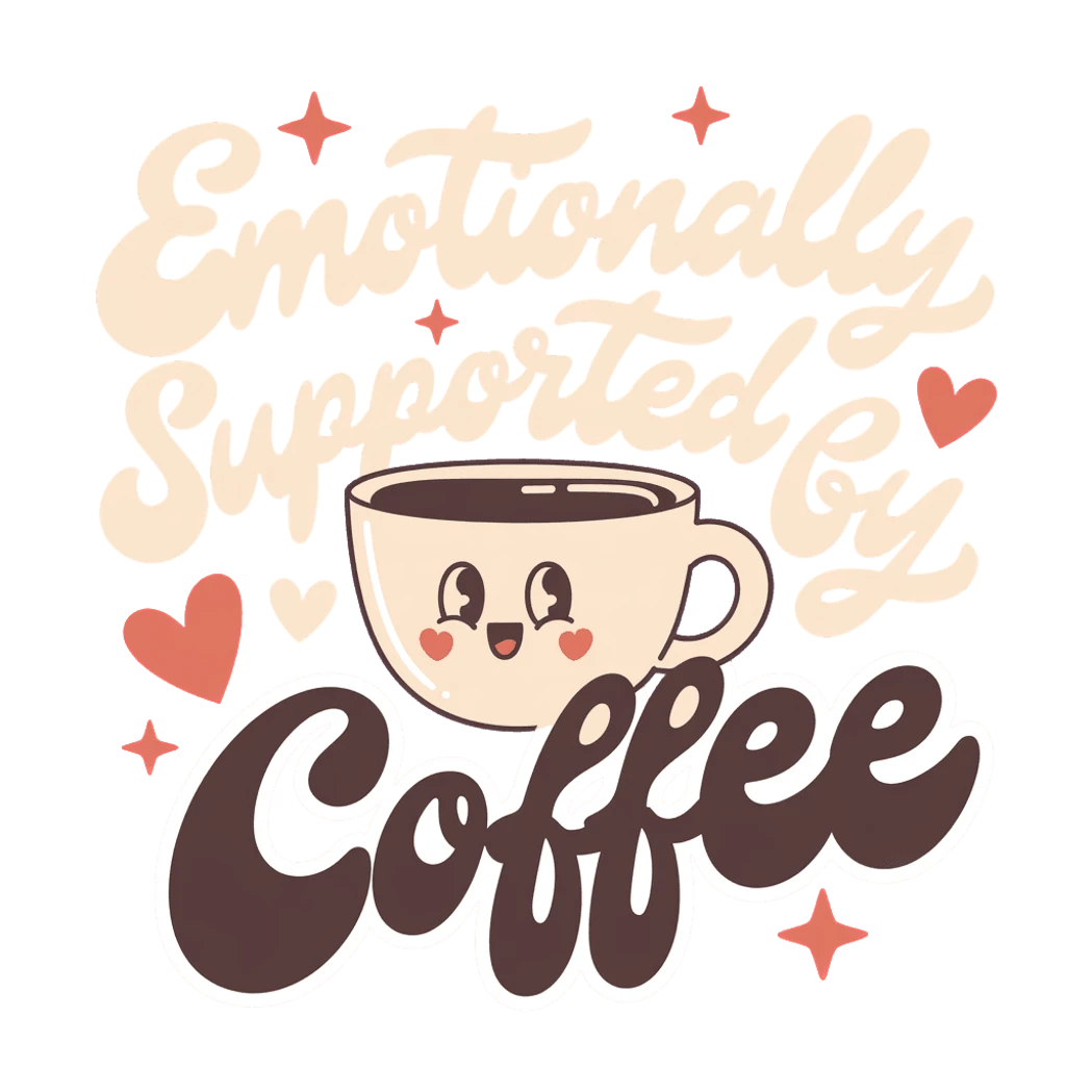 Emotionally Supported by Coffee Cute Cup Sticker