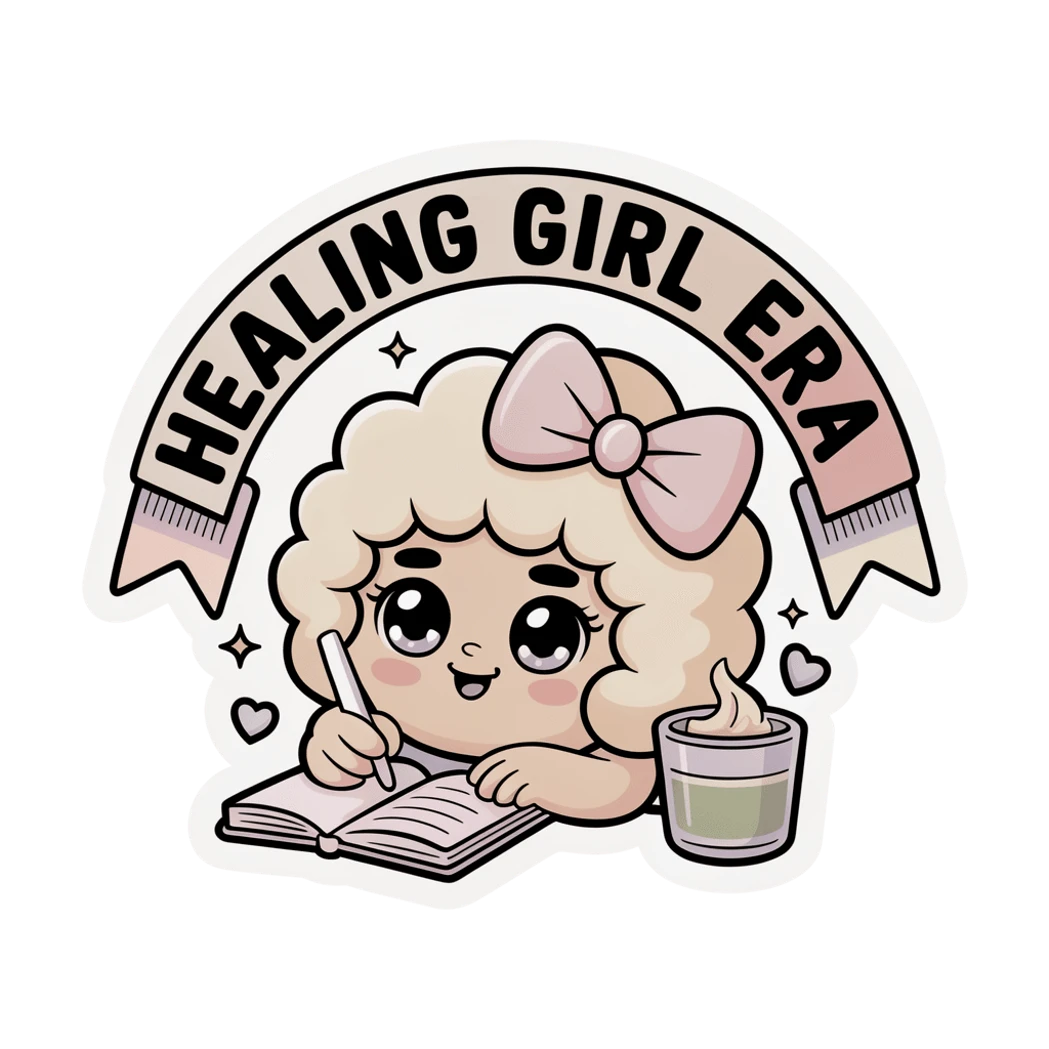 Healing Girl Era Journal Matcha Bow Vinyl Sticker