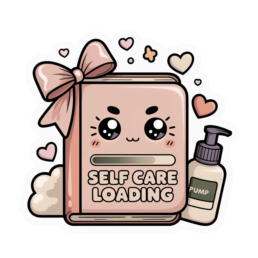 Self Care Loading Journal Kawaii Skincare Sticker