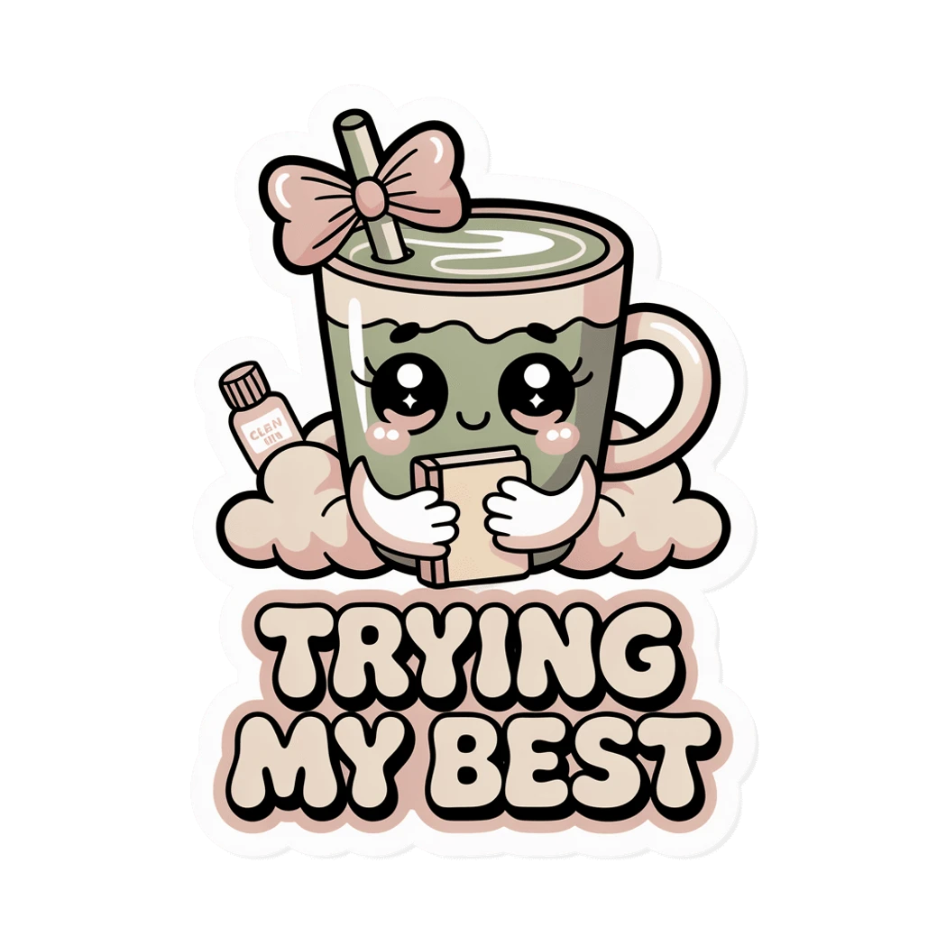 Kawaii Matcha Trying My Best Vinyl Sticker