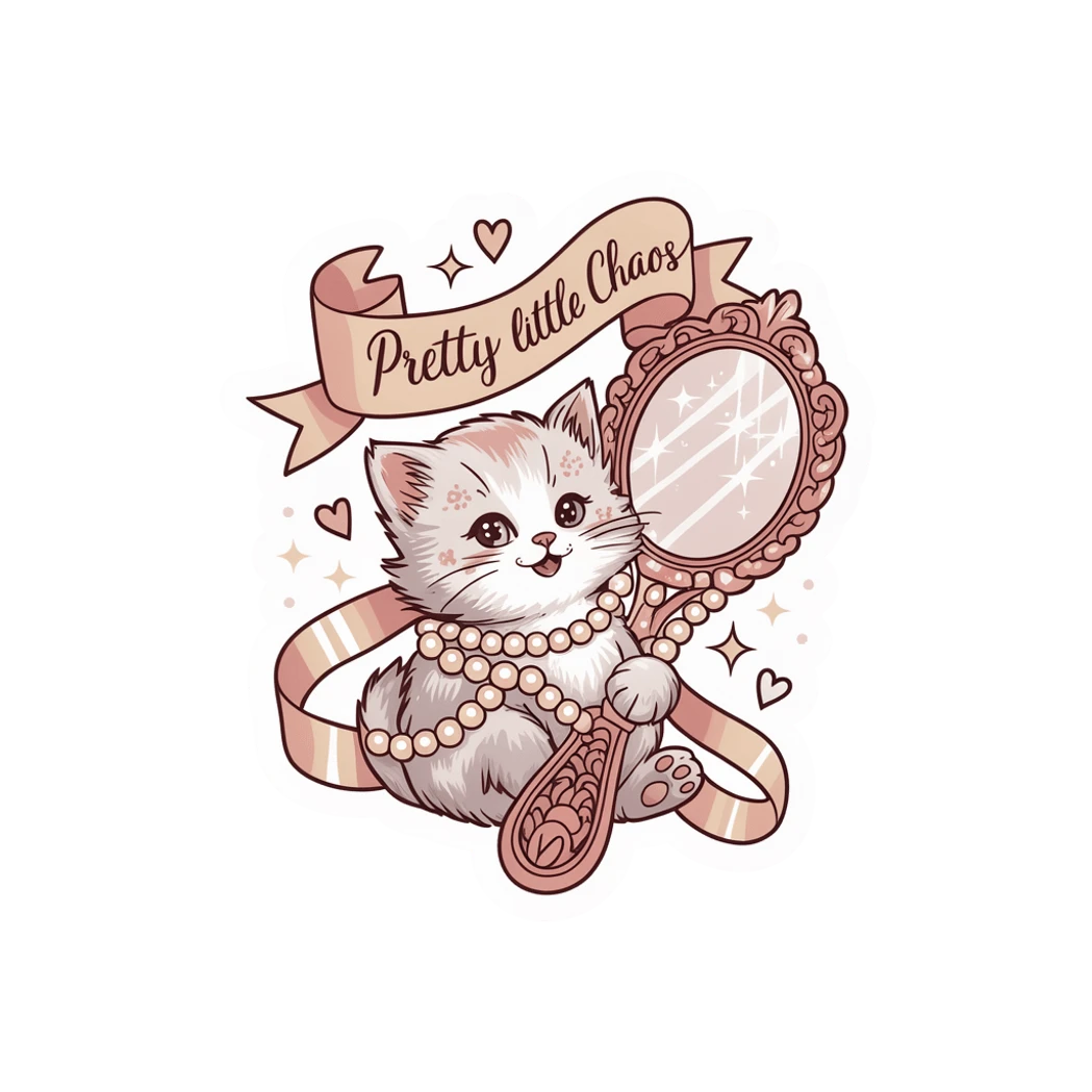 Coquette Kitten Mirror Pretty Little Chaos Sticker