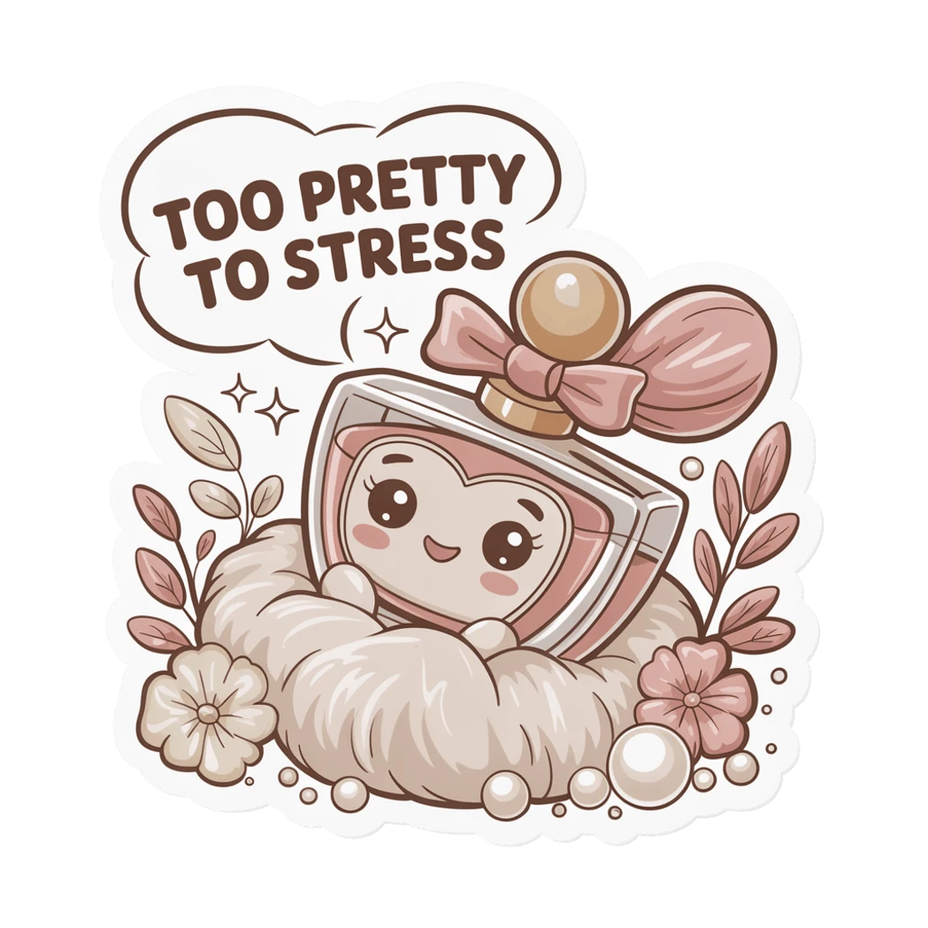 Too Pretty to Stress Perfume Bottle Coquette Sticker