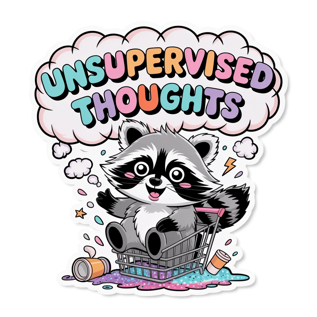 Unsupervised Thoughts Raccoon Meme Vinyl Sticker