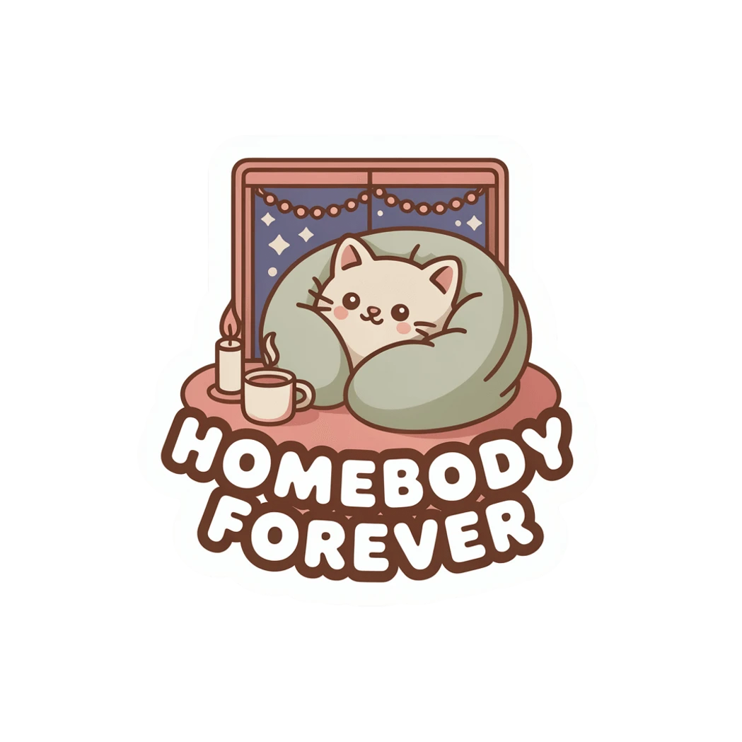Homebody Forever Cozy Cat Vinyl Sticker