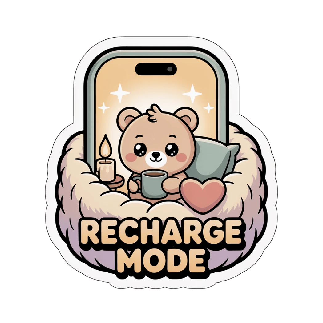 Recharge Mode Cozy Bear Phone Sticker