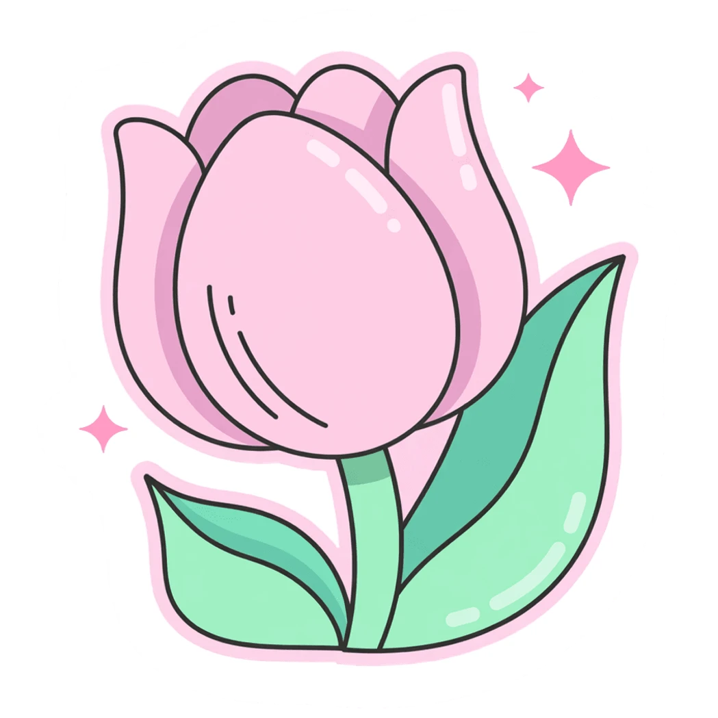 Cute Pink Tulip Flower Vinyl Sticker