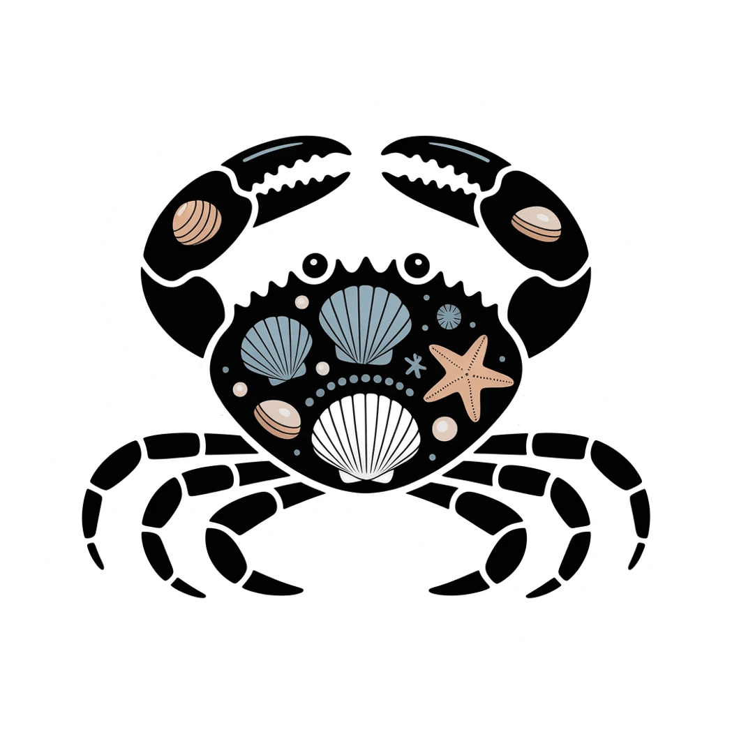 Coastal Crab With Seashells Vinyl Sticker
