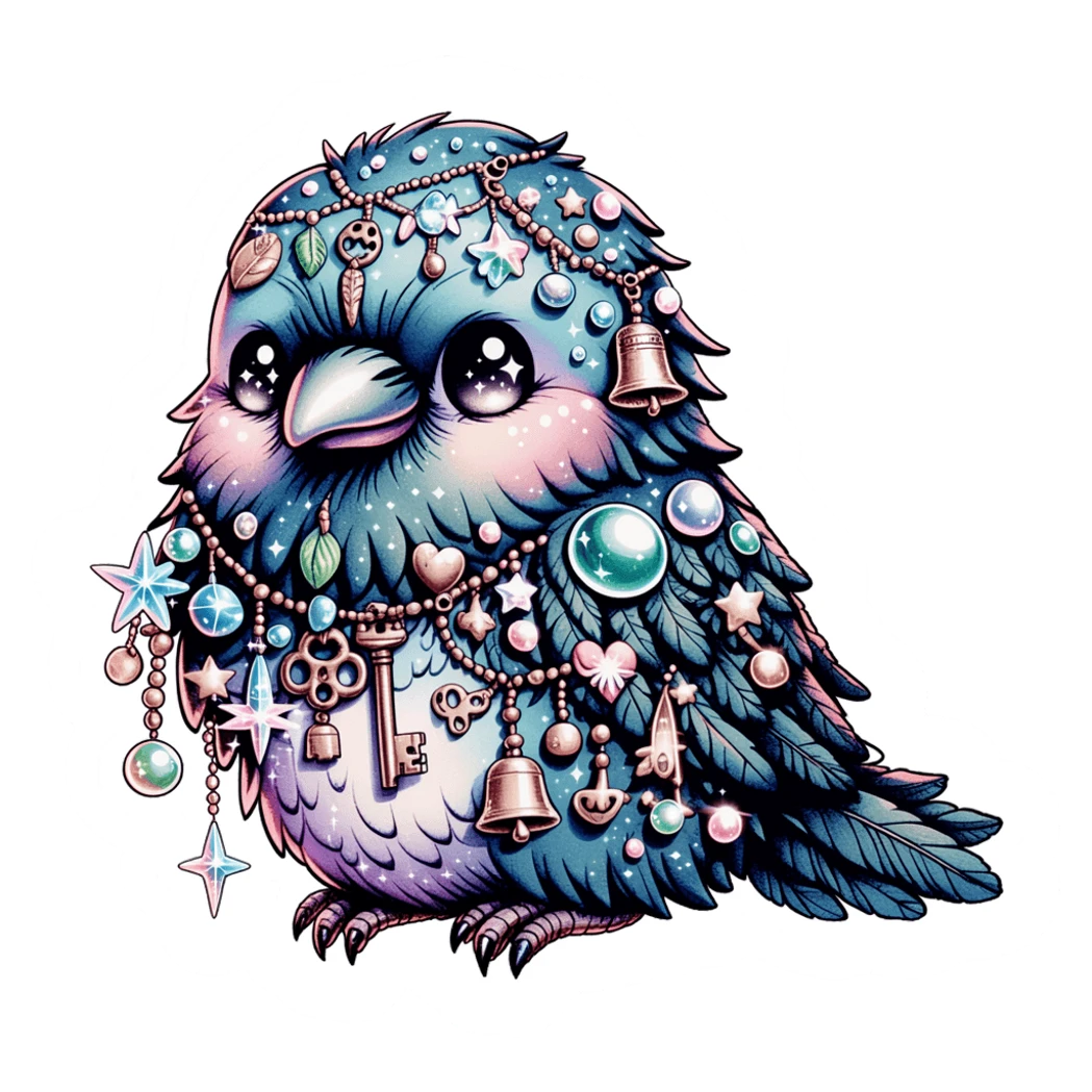 Cute Jeweled Blue Bird Kawaii Vinyl Sticker